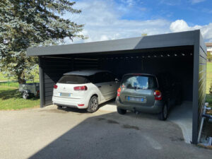 abri pour 2 voitures autoporte aluminium en haute savoie 1 scaled 1