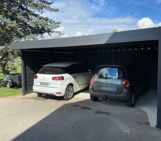 abri pour 2 voitures autoporté aluminium en haute savoie