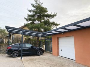 intégration d'un carport et d'un auvent aluminium sur mesure à besançon