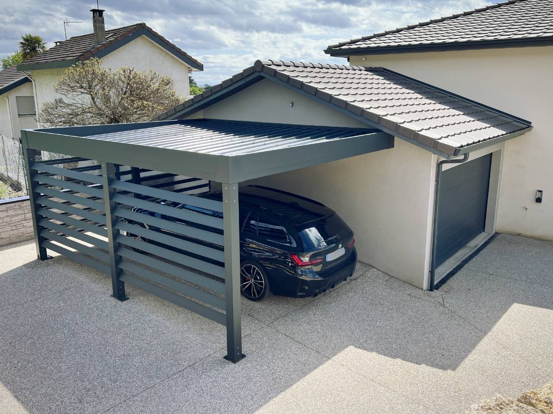 carport alu adossé dans l'ain