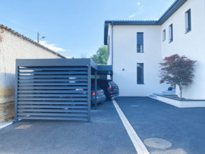 carport double en alu à toit plat à ecully