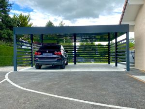 carport alu double à toit végétal à cessy