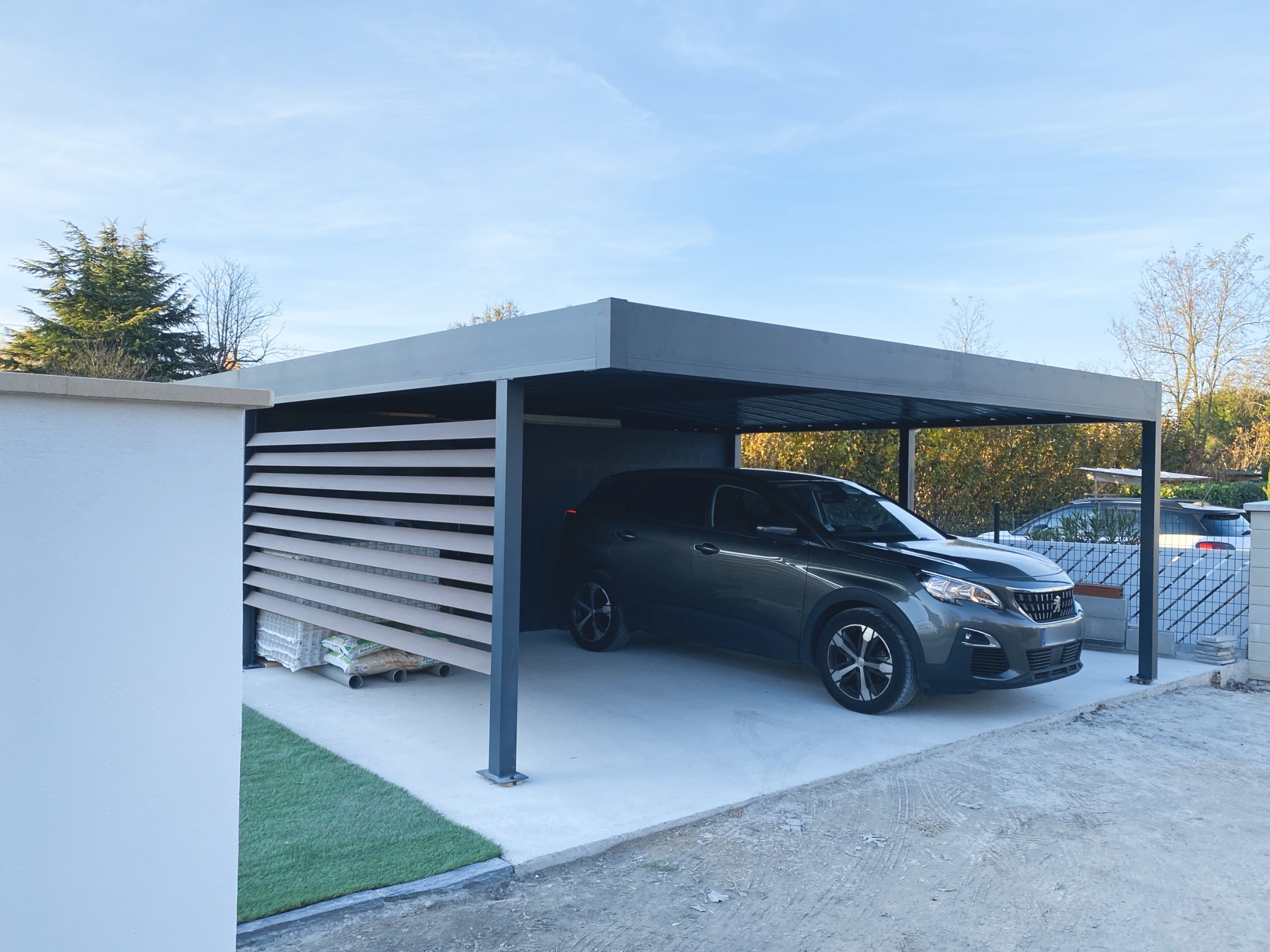 carport double aluminium avec abri bâti à bordeaux